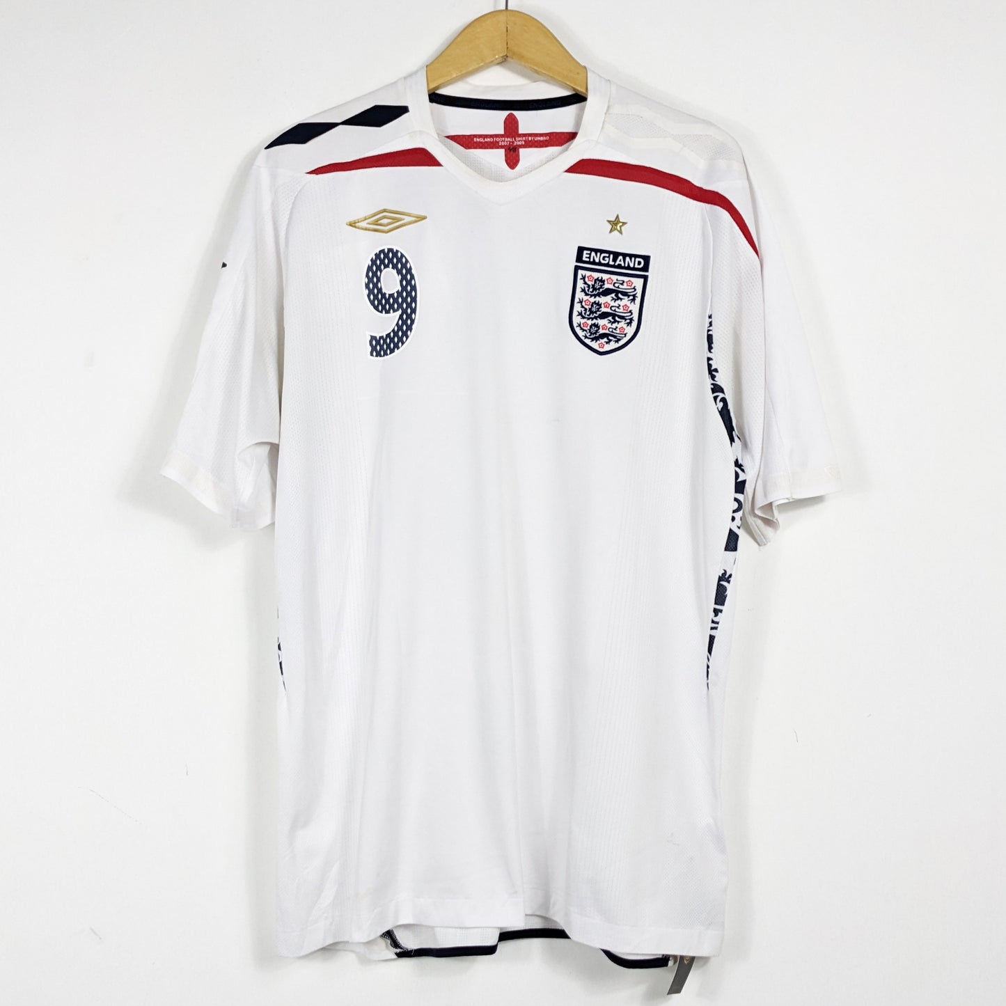 Authentic England 2008 Home - Rooney #9 Size XL (Euro)
