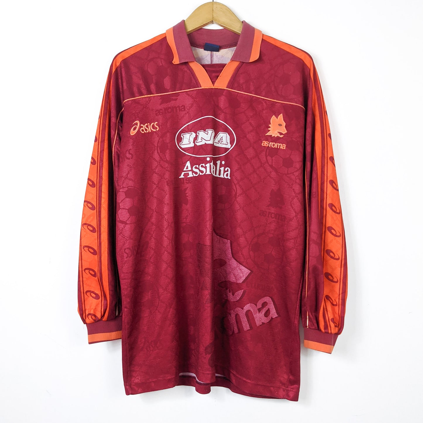 Original AS Roma 1995/96 Home - Totti #20 Size fit L (Long Sleeve) (Player Issue)