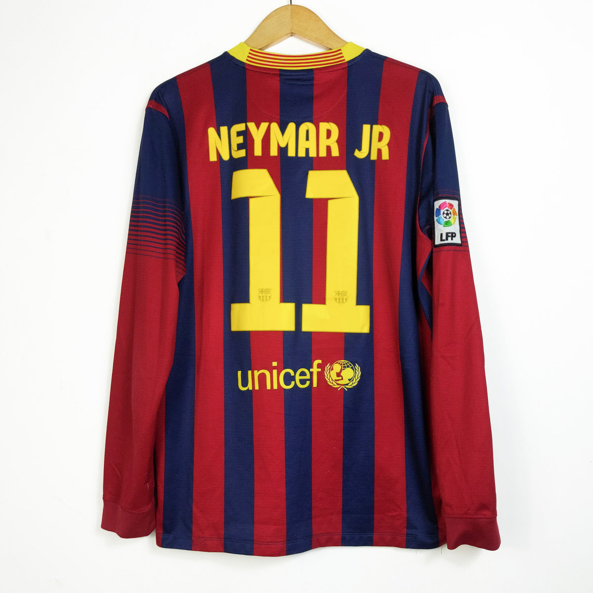 Original Barcelona 2013/14 Home - Neymar Jr #11 Size L (Long Sleeve)