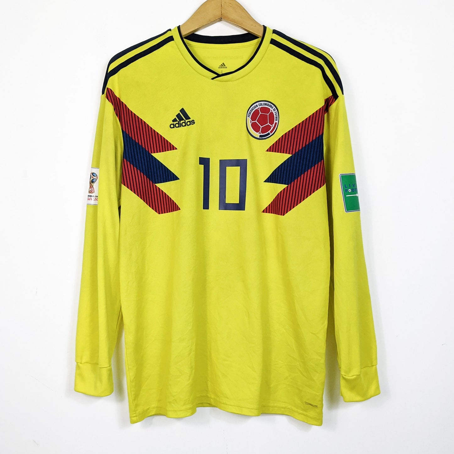 Original Colombia 2018/19 Home - James #10 Size L (Long Sleeve)