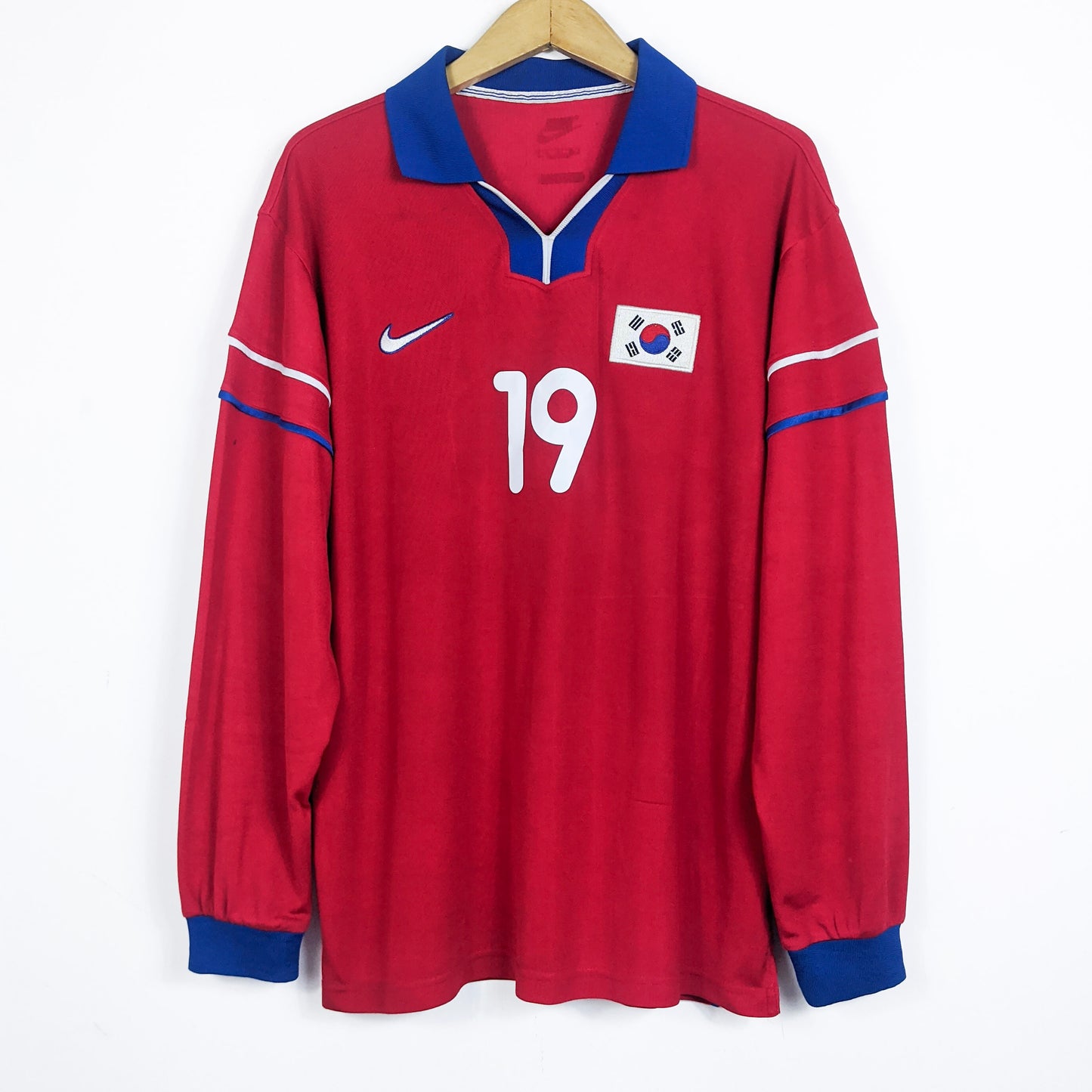 Original South Korea 1998 Home - J H Ahn #19 Size fit XL (Long Sleeve)( Player Issue)
