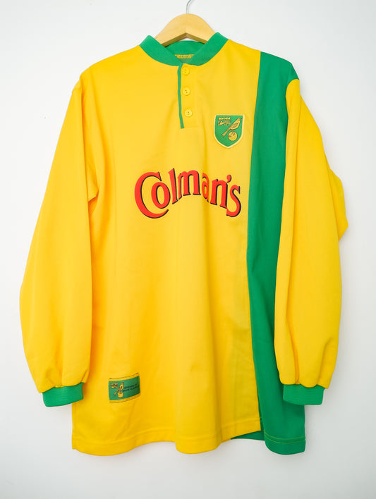 Authentic Norwich City 1998/99 Home Jersey - Craig Bellamy #8 Size M (Long Sleeve)