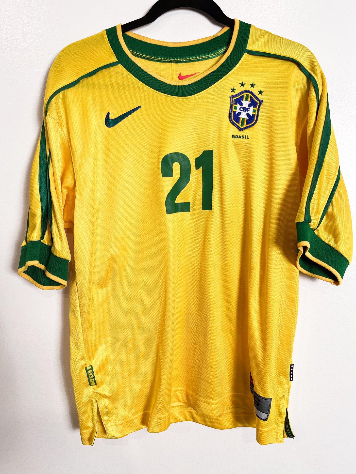 Authentic Brazil 1998 Home - Edmundo #21 Size S (South American market)