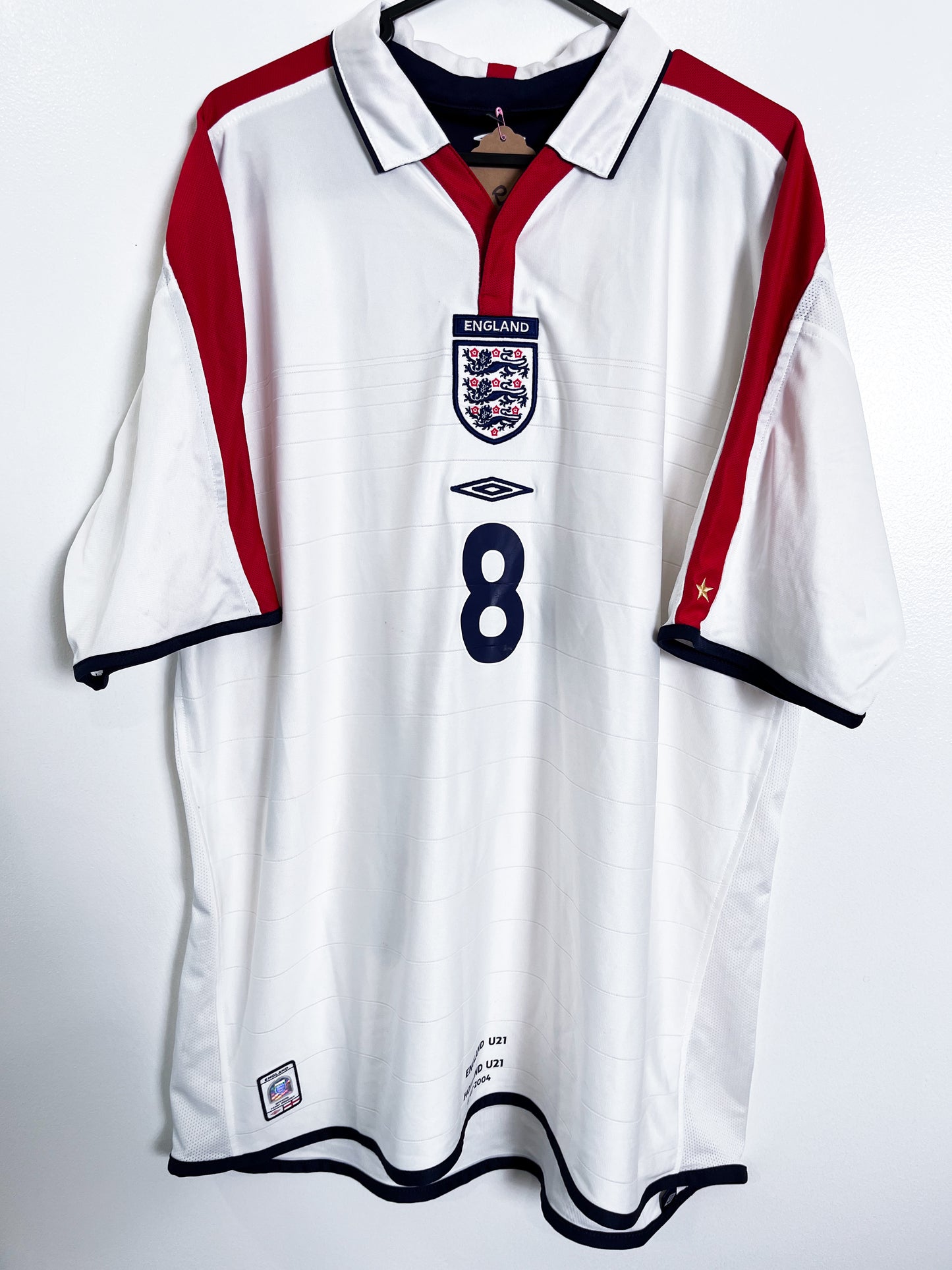 Authentic England 2004 Home - Nigel Reo Coker Size XL (Match worn U-21 vs Holland)