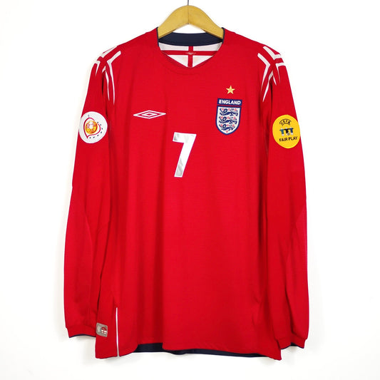 Original England 2004/06 Away - Beckham #7 Size L (Long Sleeve)