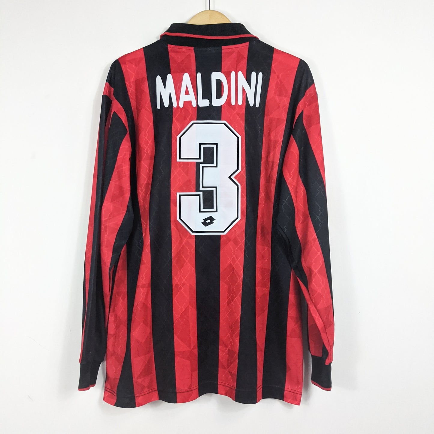 Authentic AC Milan 1995 Home - Maldini #3 Size XL (Longsleeve) (Player Issue)