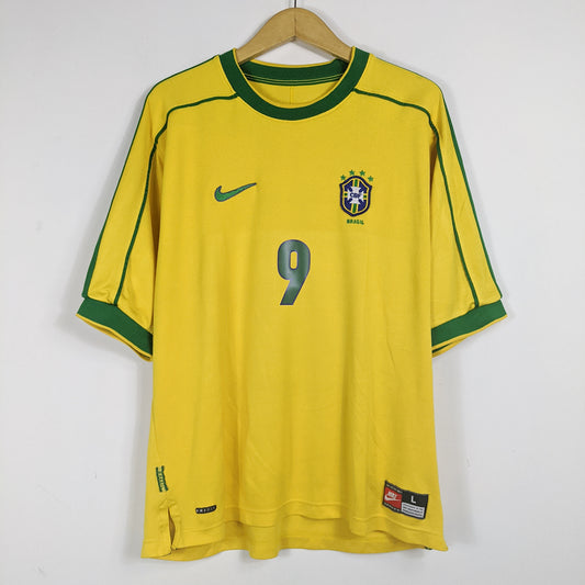 Authentic Brazil 1998 Home - Ronaldo Nazario #9 Size L