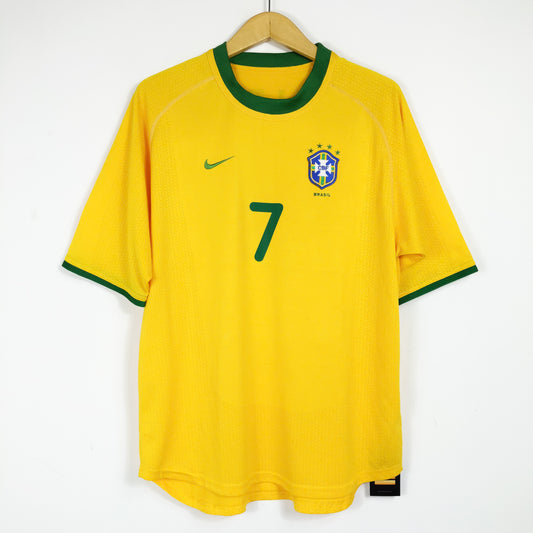 Authentic Brazil 2000/02 Home - Ronaldinho #7 Size L