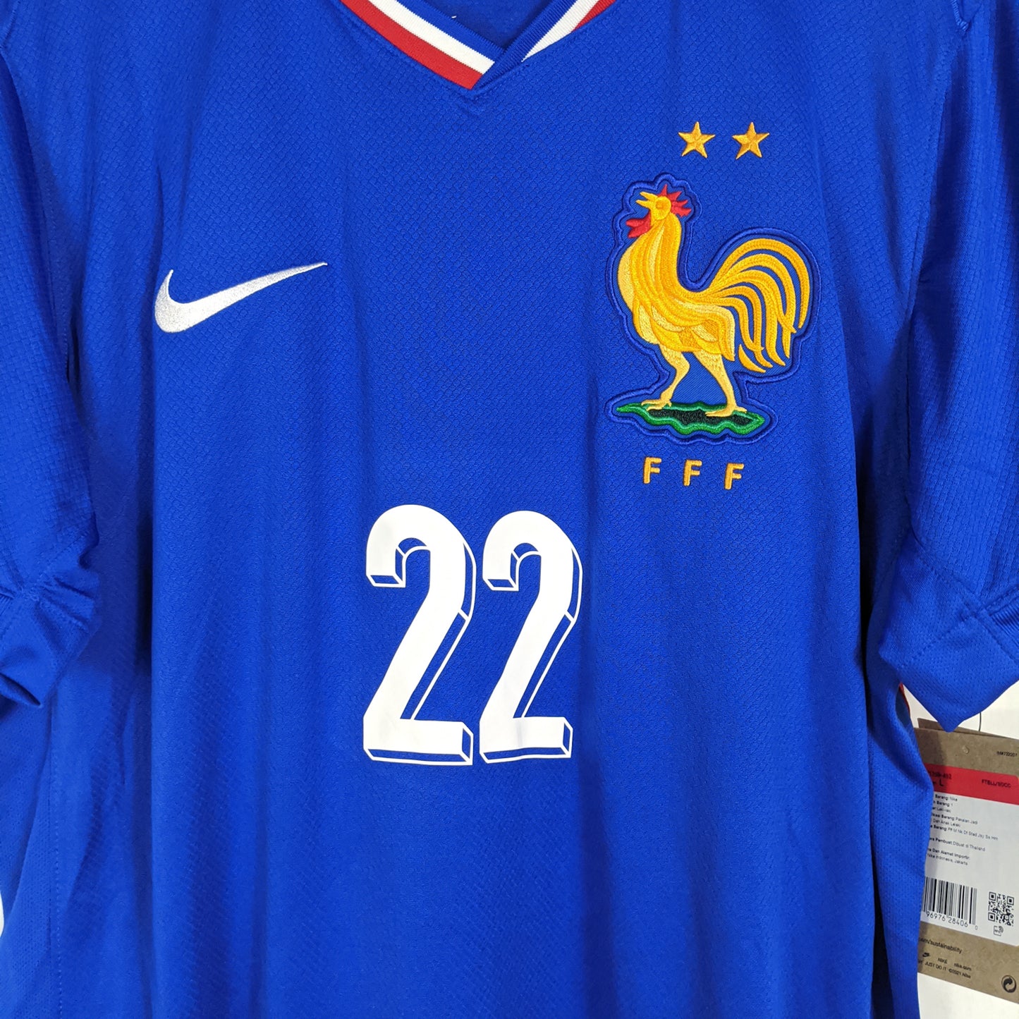 Authentic France 2024 Home - Theo Hernandez #22 Size L (Bnwt)