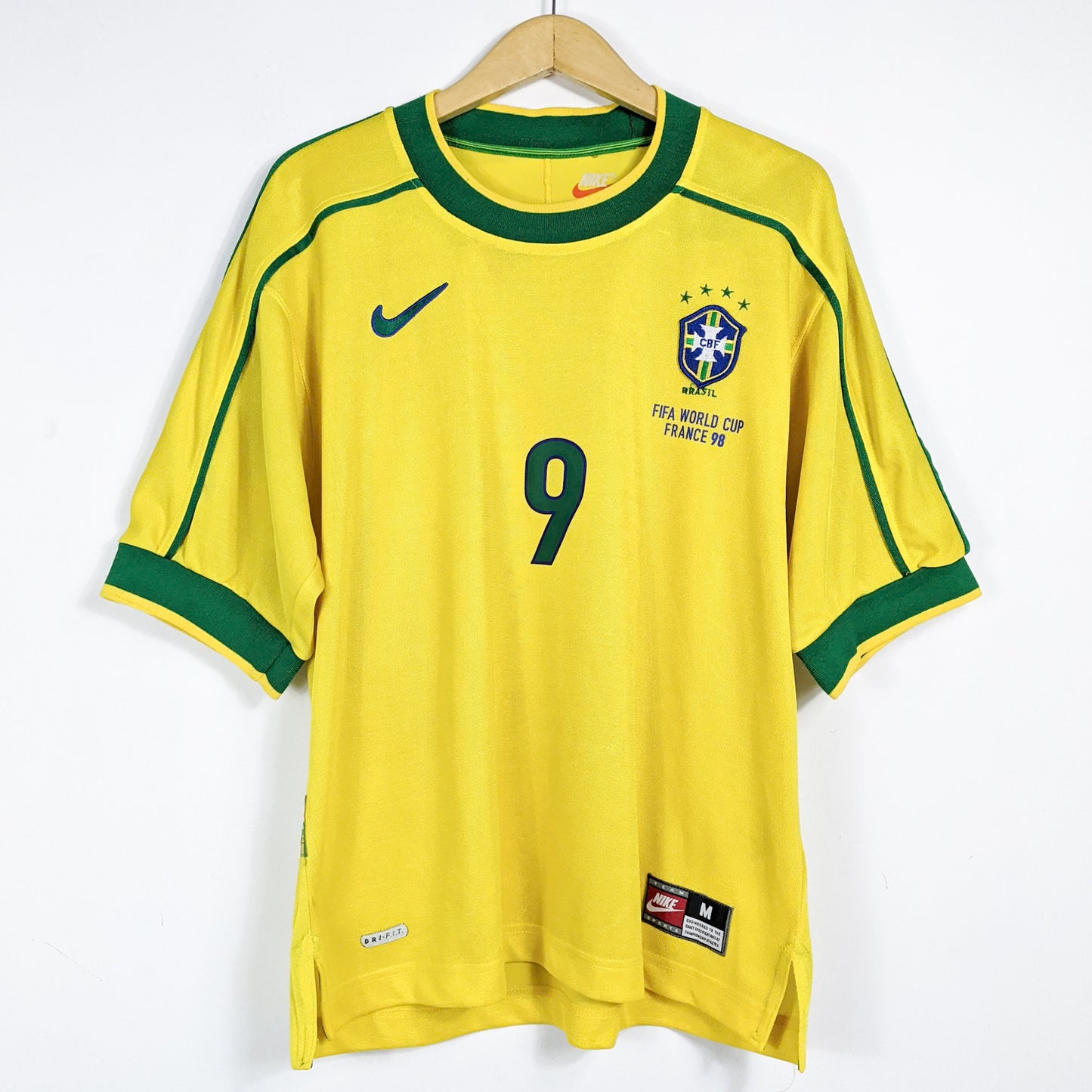 Authentic Brazil 1998 Home - Ronaldo Nazario #9 Size M