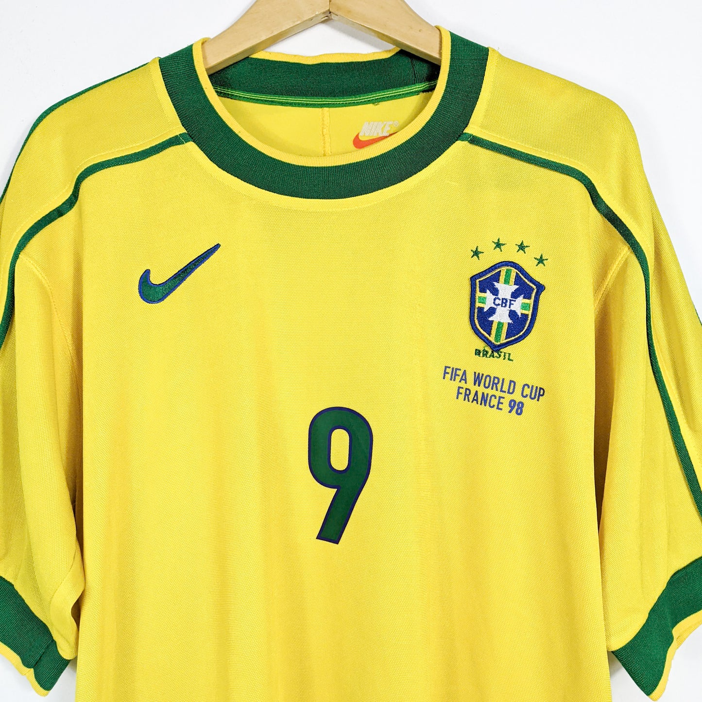 Authentic Brazil 1998 Home - Ronaldo Nazario #9 Size M