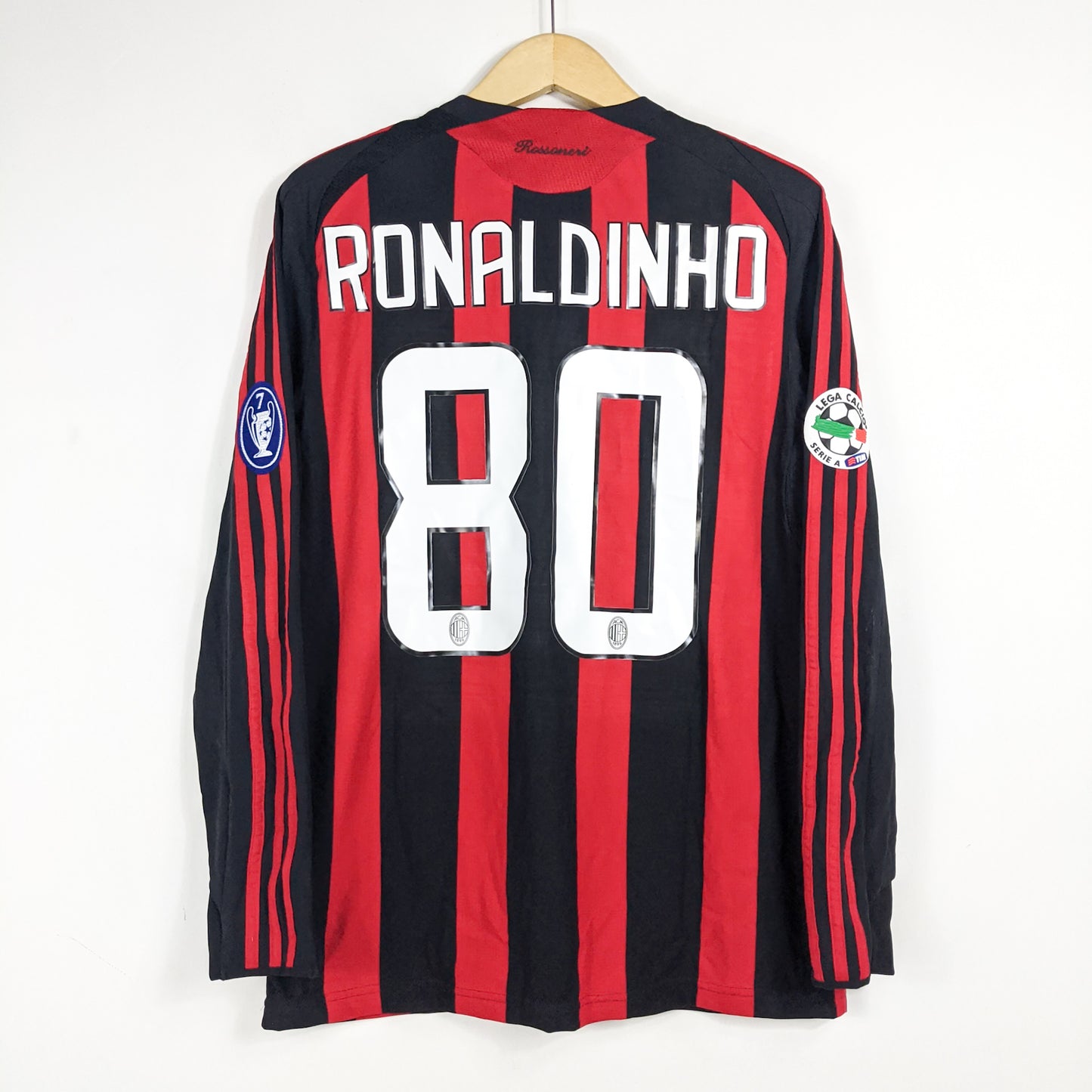 Authentic AC Milan 2008/09 Home - Ronaldinho #80 Size M (Long Sleeve)