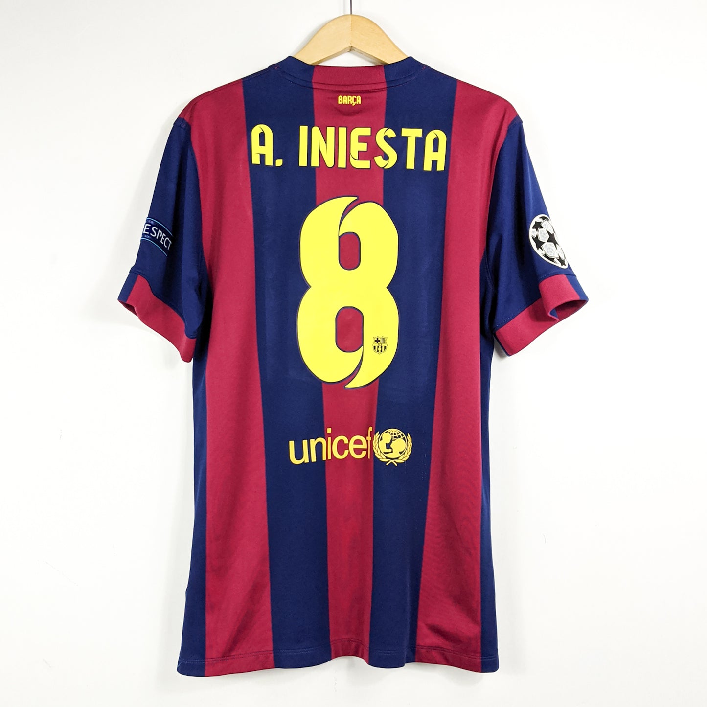 Authentic Barcelona 2014/15 Home - Iniesta #8 Size L