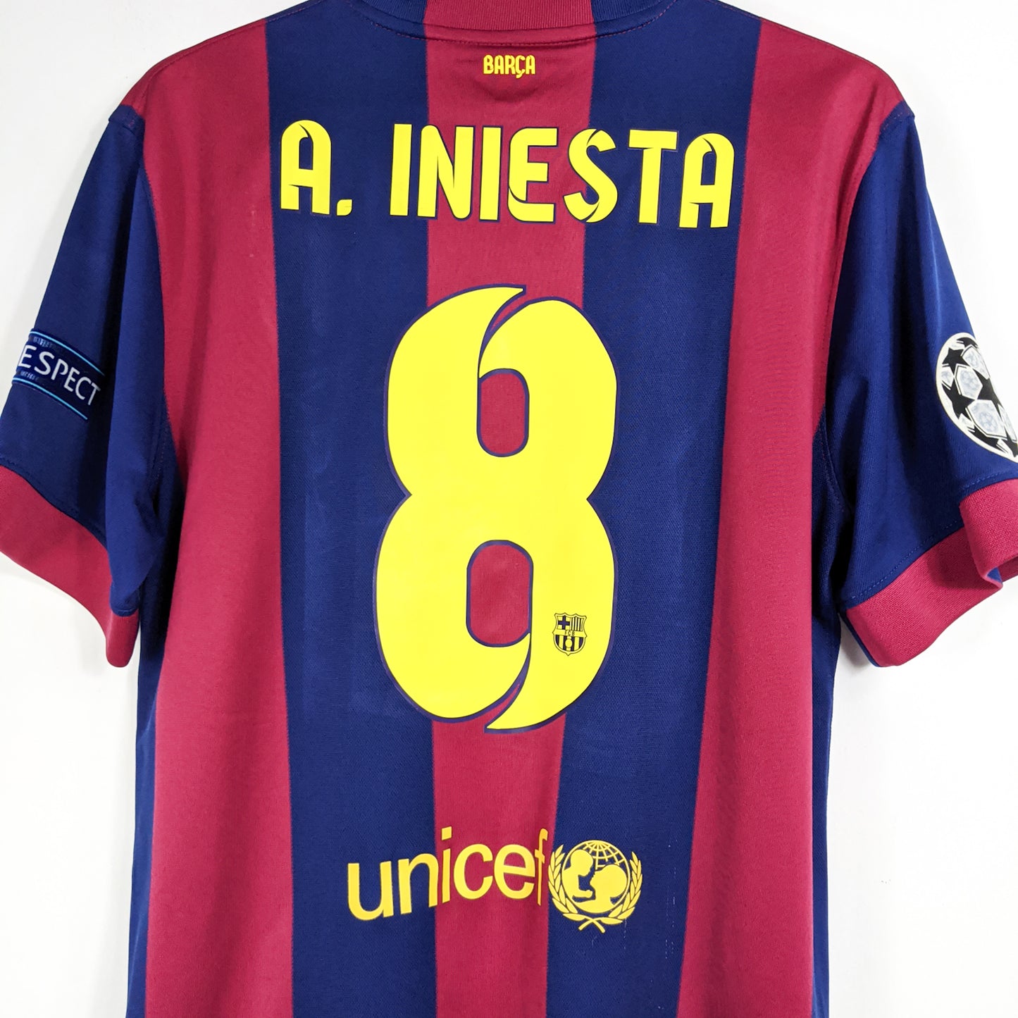 Authentic Barcelona 2014/15 Home - Iniesta #8 Size L