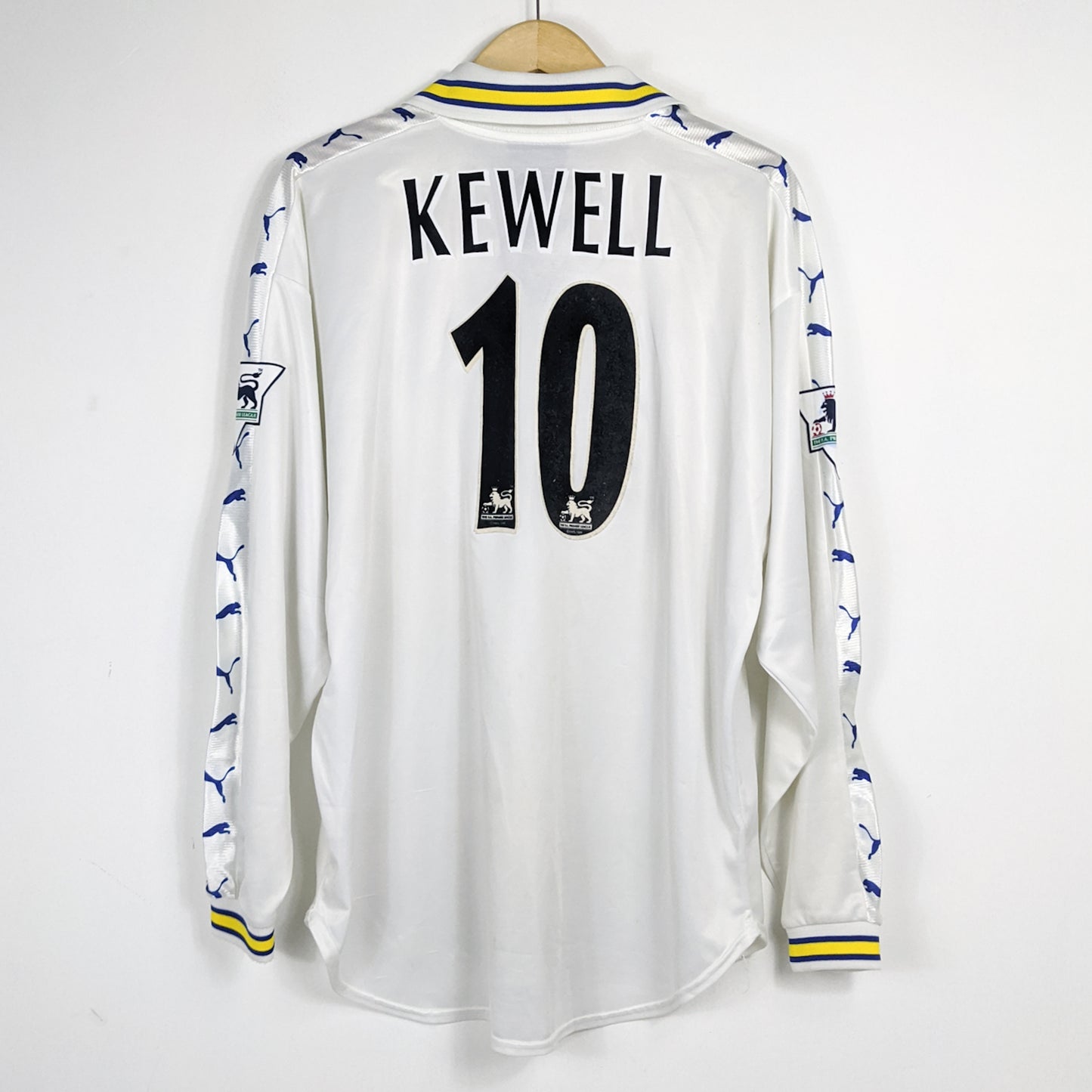 Authentic Leeds 1999/00 Home - Kewell #10 Size L (Long Sleeve)