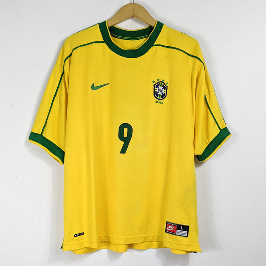 Authentic Brazil 1998 Home - Ronaldo #9 Size L