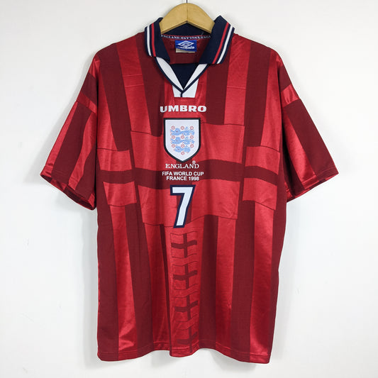 Authentic England 1998 Away - Beckham #7 Size L (Mdt)