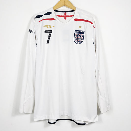 Authentic England 2007/09 Home - Beckham #7 Size L (Ls)