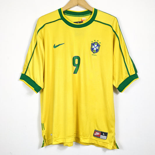 Authentic Brazil 1998 Home - Ronaldo #9 Size L