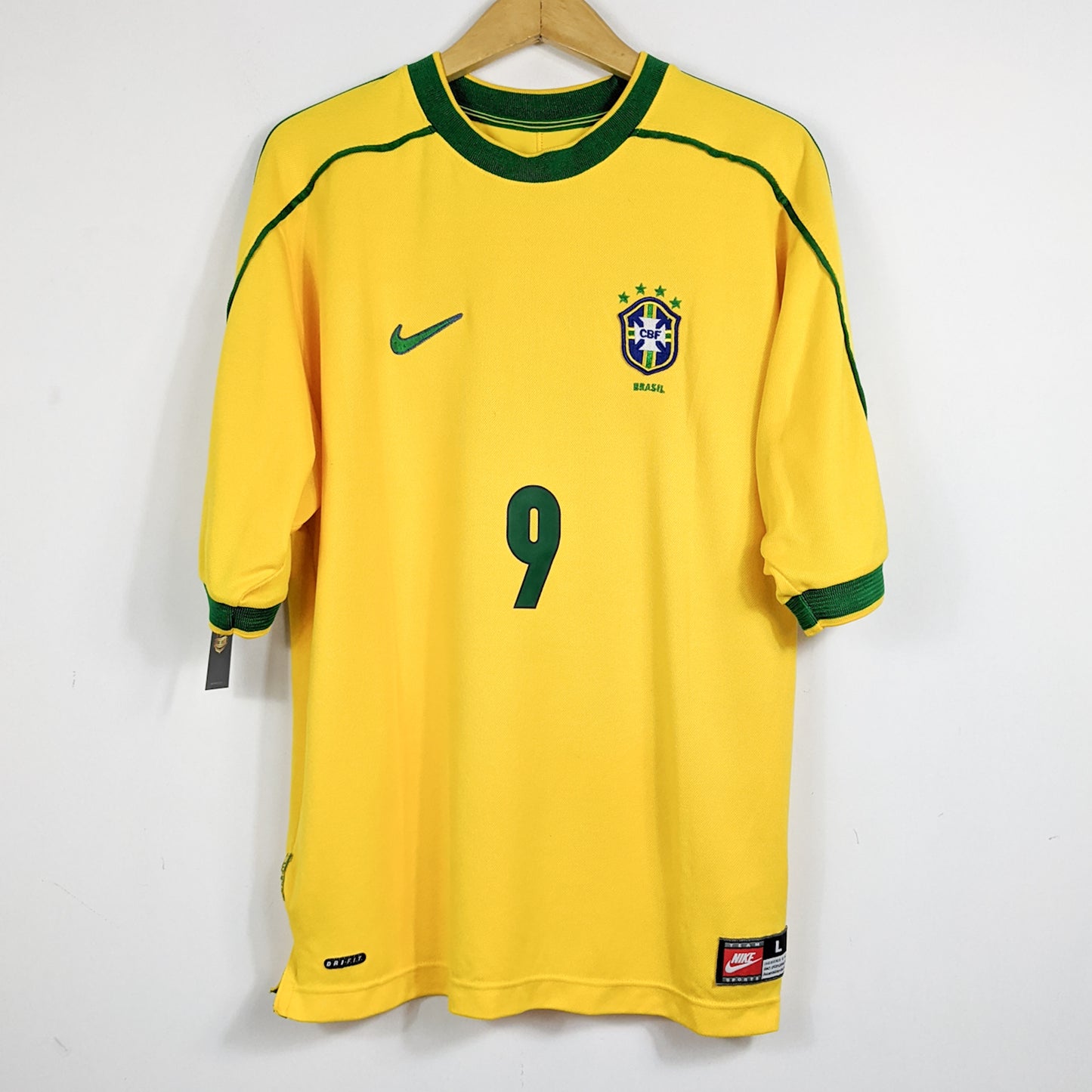 Authentic Brazil 1998 Home - Ronaldo #9 Size L