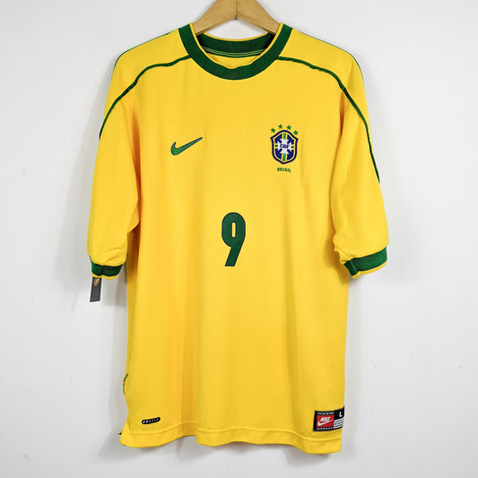 Authentic Brazil 1998 Home - Ronaldo #9 Size L