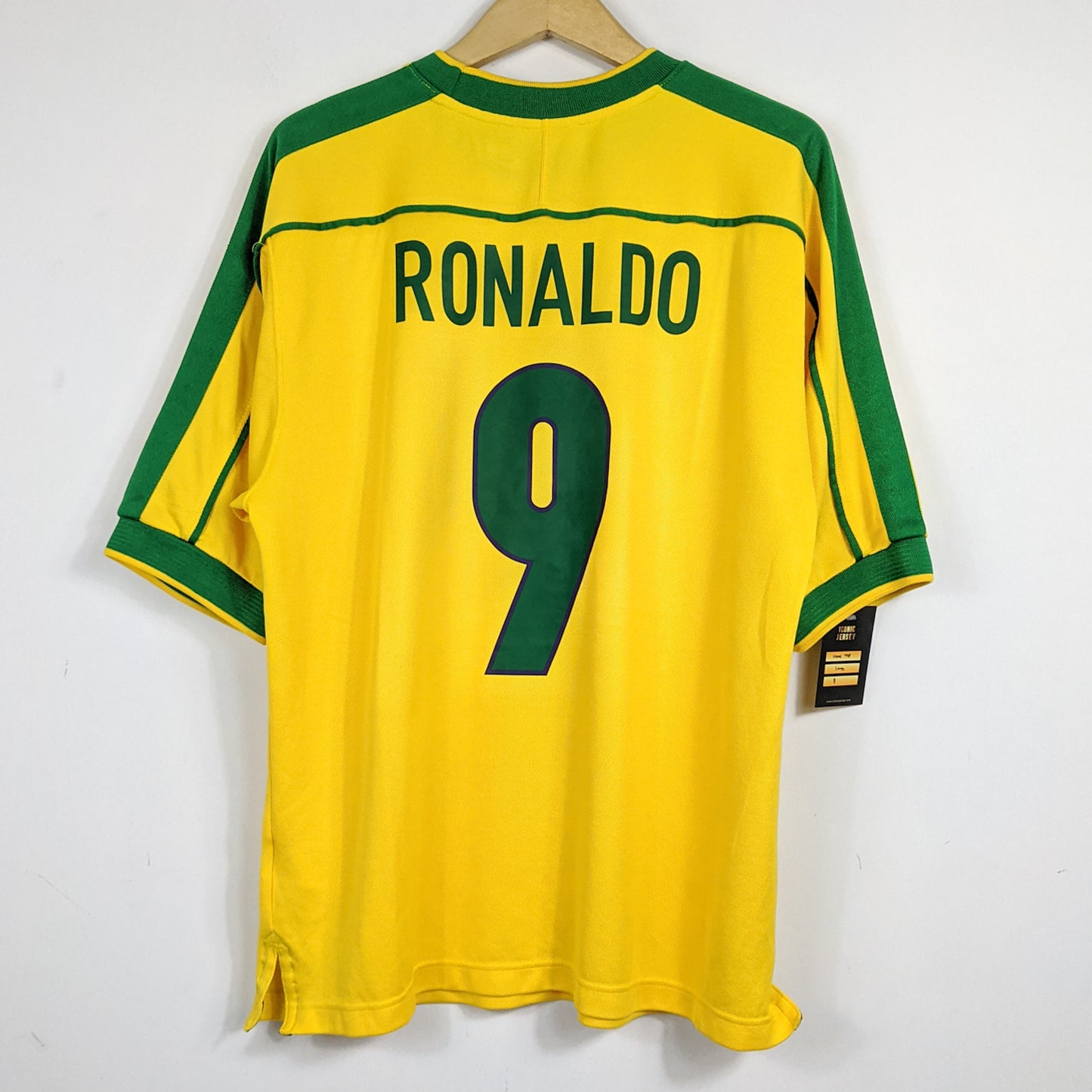 Authentic Brazil 1998 Home - Ronaldo #9 Size L