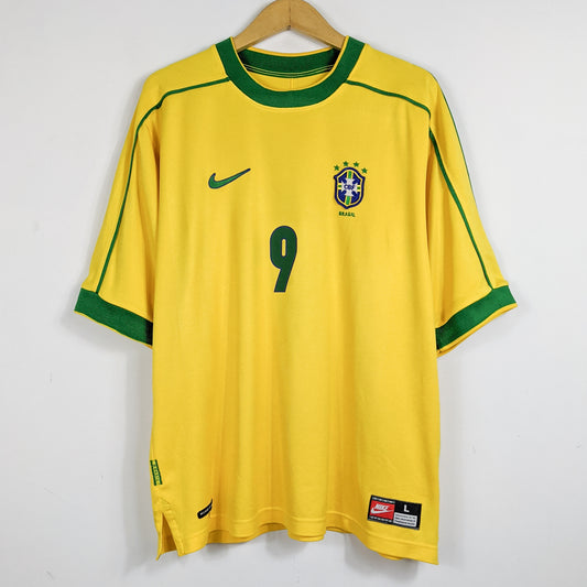 Authentic Brazil 1998 Home - Ronaldo #9 Size L
