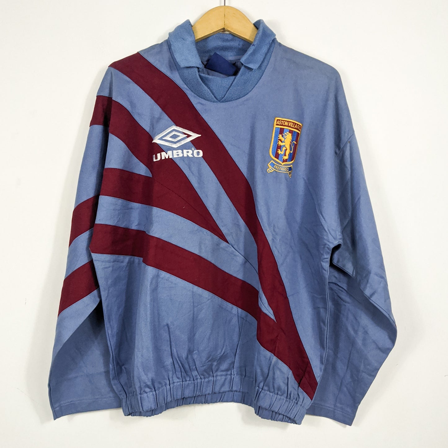 Original Aston Villa 1992/93 Training Drill Top - Size M