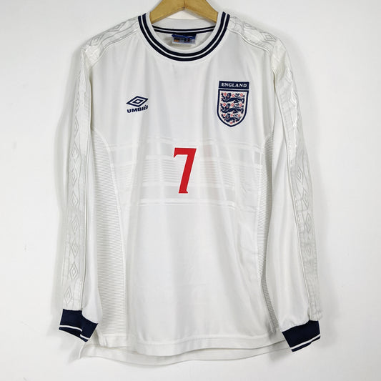 Original England 2000 Home - Beckham #7 Size L (Long sleeve)