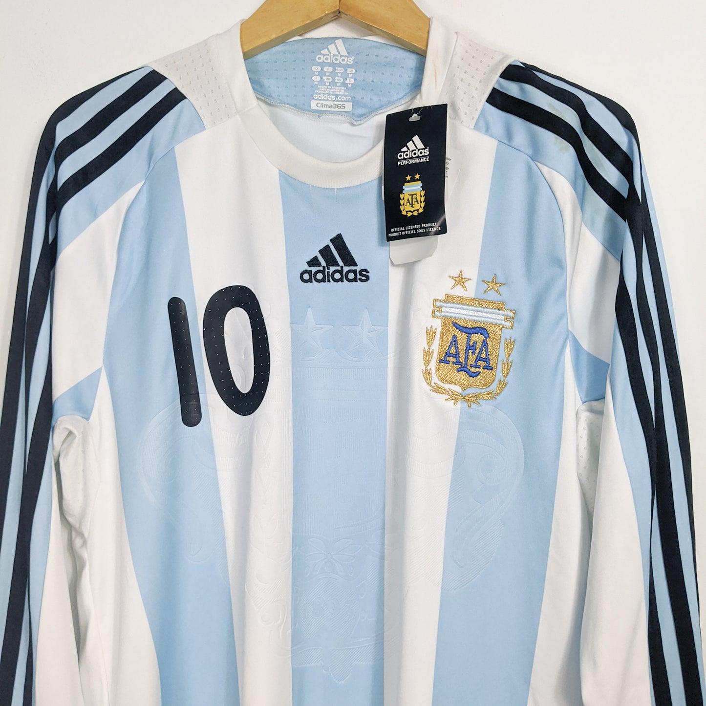 Original Argentina 2007/08 Home - Riquelme #10 Size M (Long sleeve) (Bnwt)