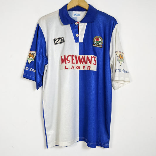 Original Blackburn Rovers 1995/96 Home - Shearer #9 Size L