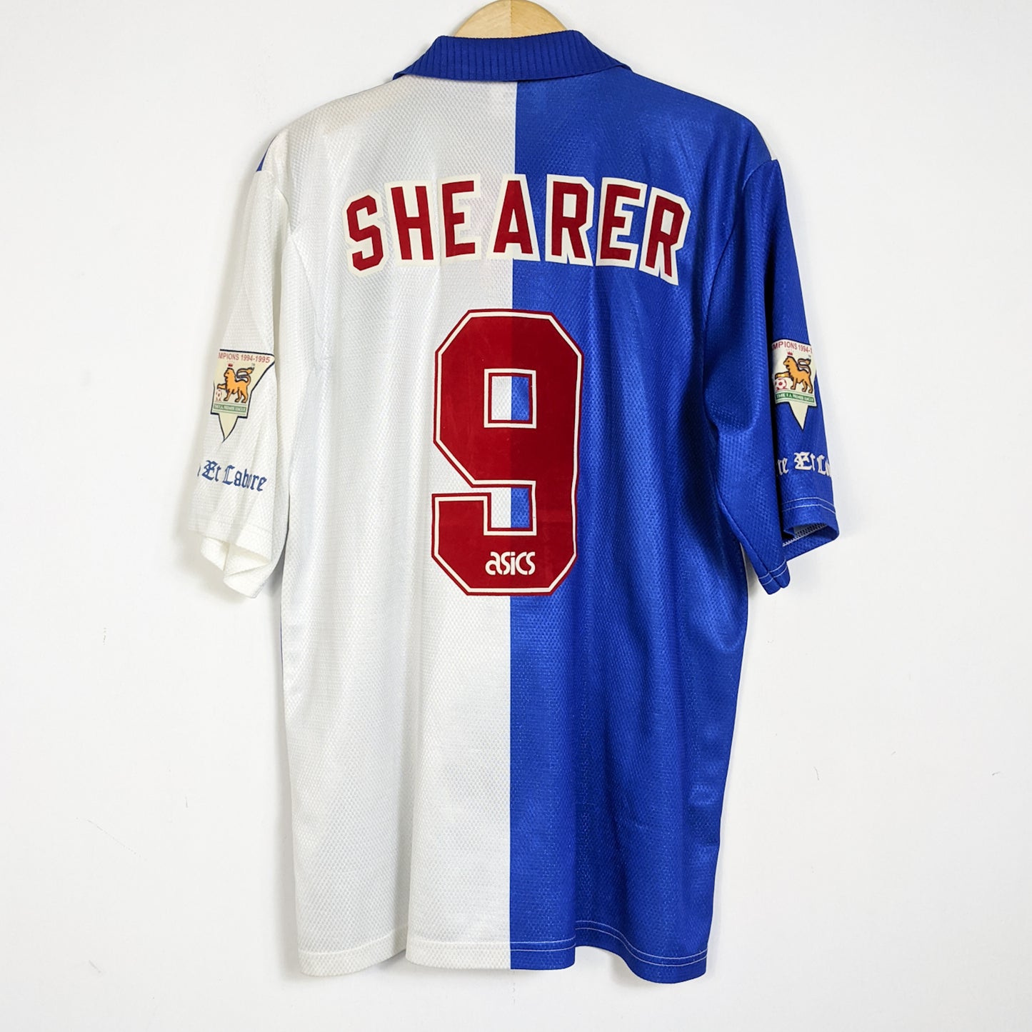Original Blackburn Rovers 1995/96 Home - Shearer #9 Size L