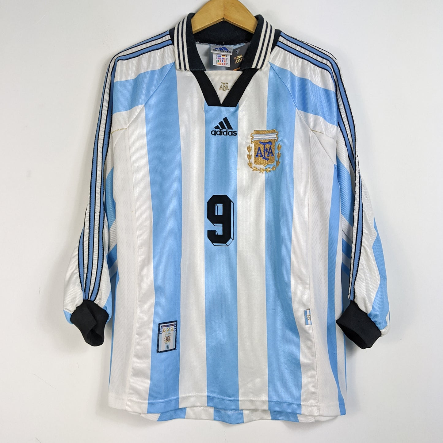 Original Argentina 1998 Home - Batistuta #9 Size M fit L (Long Sleeve)