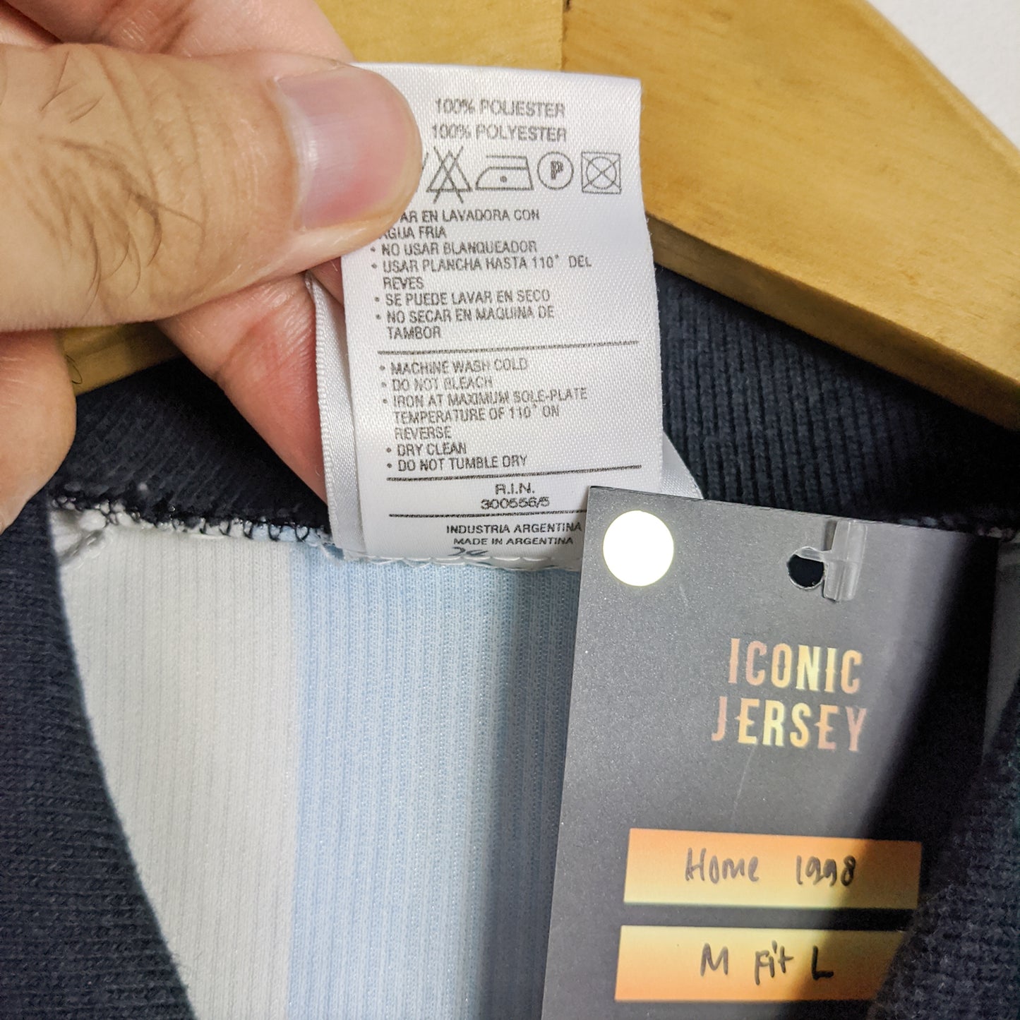 Original Argentina 1998 Home - Batistuta #9 Size M fit L (Long Sleeve)