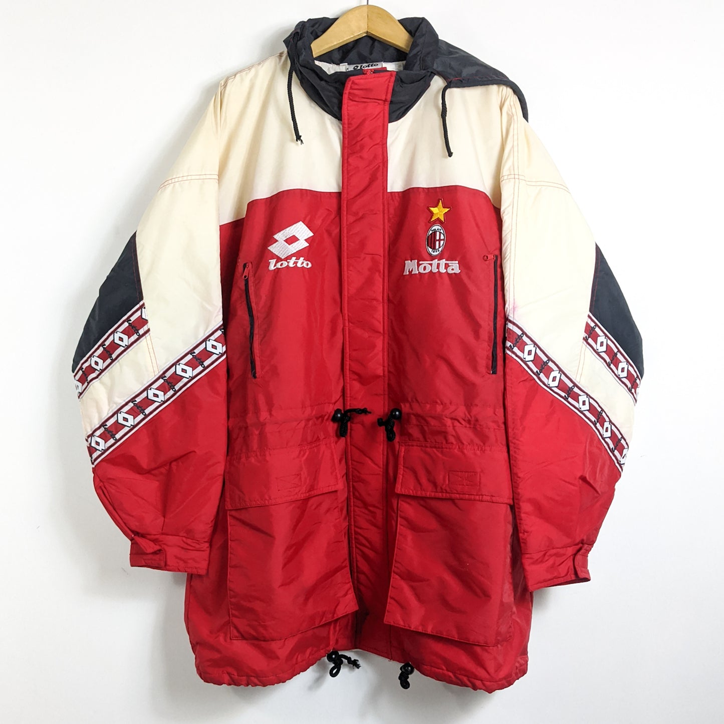 Original AC Milan 1994/95 Padded Bench Coat Jacket - Size XL