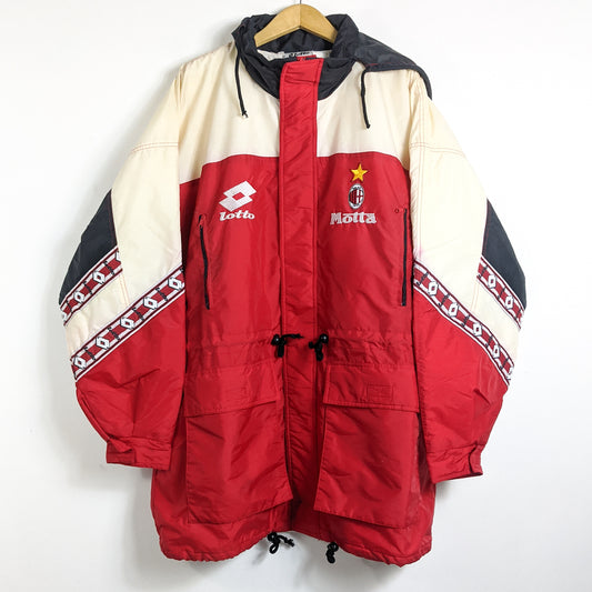 Original AC Milan 1994/95 Padded Bench Coat Jacket - Size XL