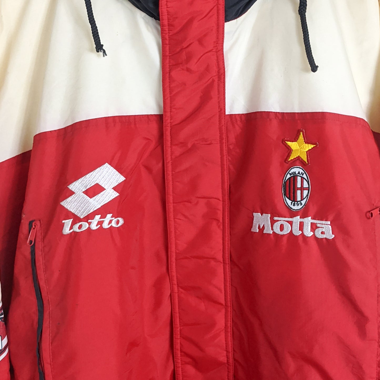 Original AC Milan 1994/95 Padded Bench Coat Jacket - Size XL