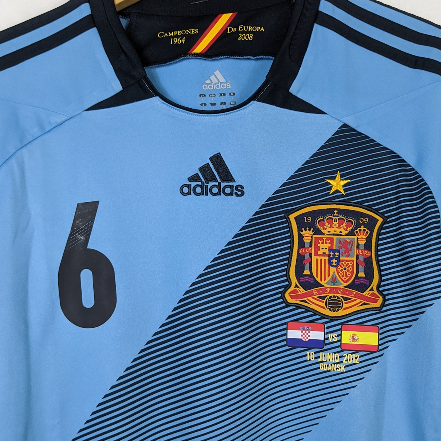 Original Spain 2012 Away - Iniesta #6 Size L