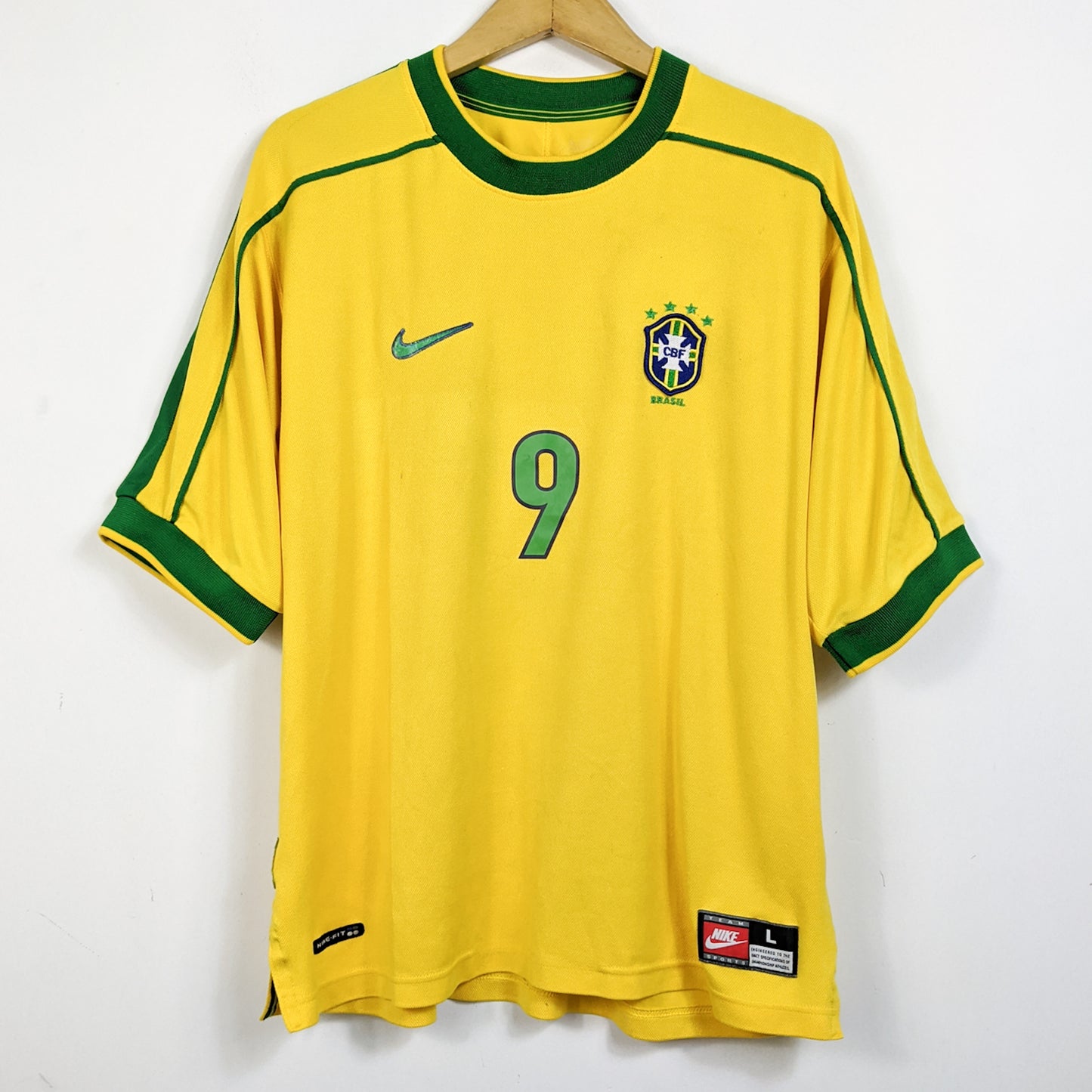 Original Brazil 1998 Home - Ronaldo #9 Size L