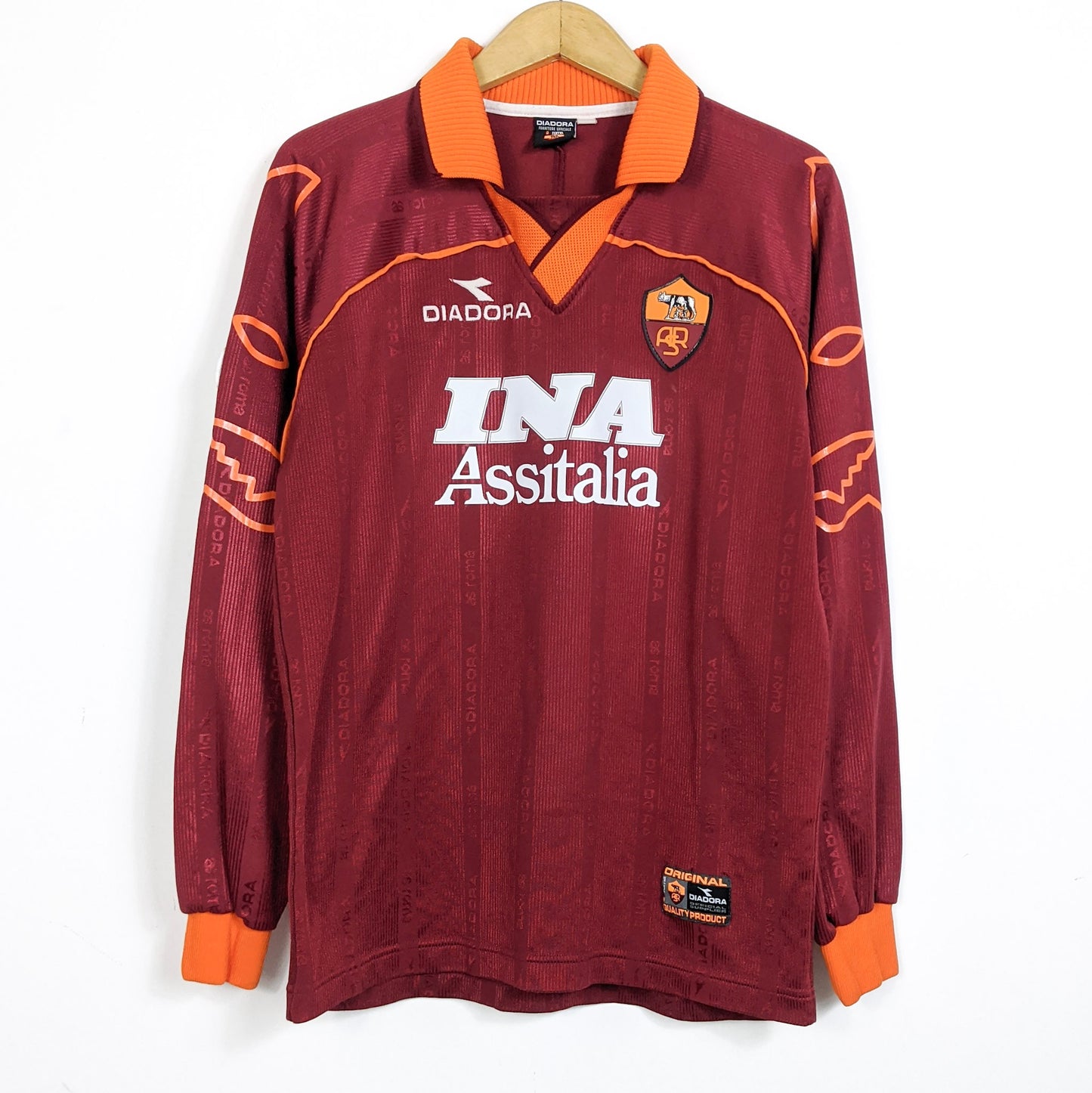 Original AS Roma 1999/00 Home - Totti #10 Size L (Long Sleeve) (Player Issue)