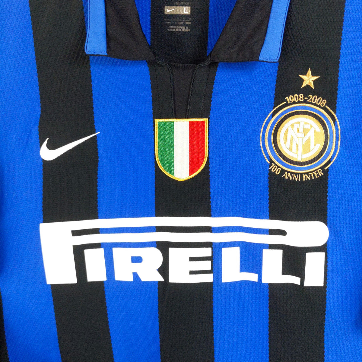 Original Inter Milan 2007/08 Centenary Home - Adriano #10 Size L