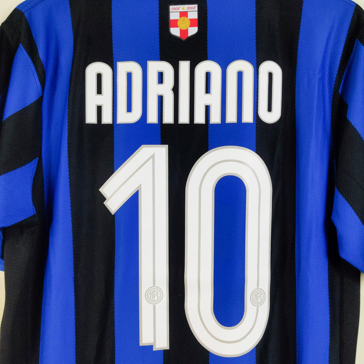 Original Inter Milan 2007/08 Centenary Home - Adriano #10 Size L