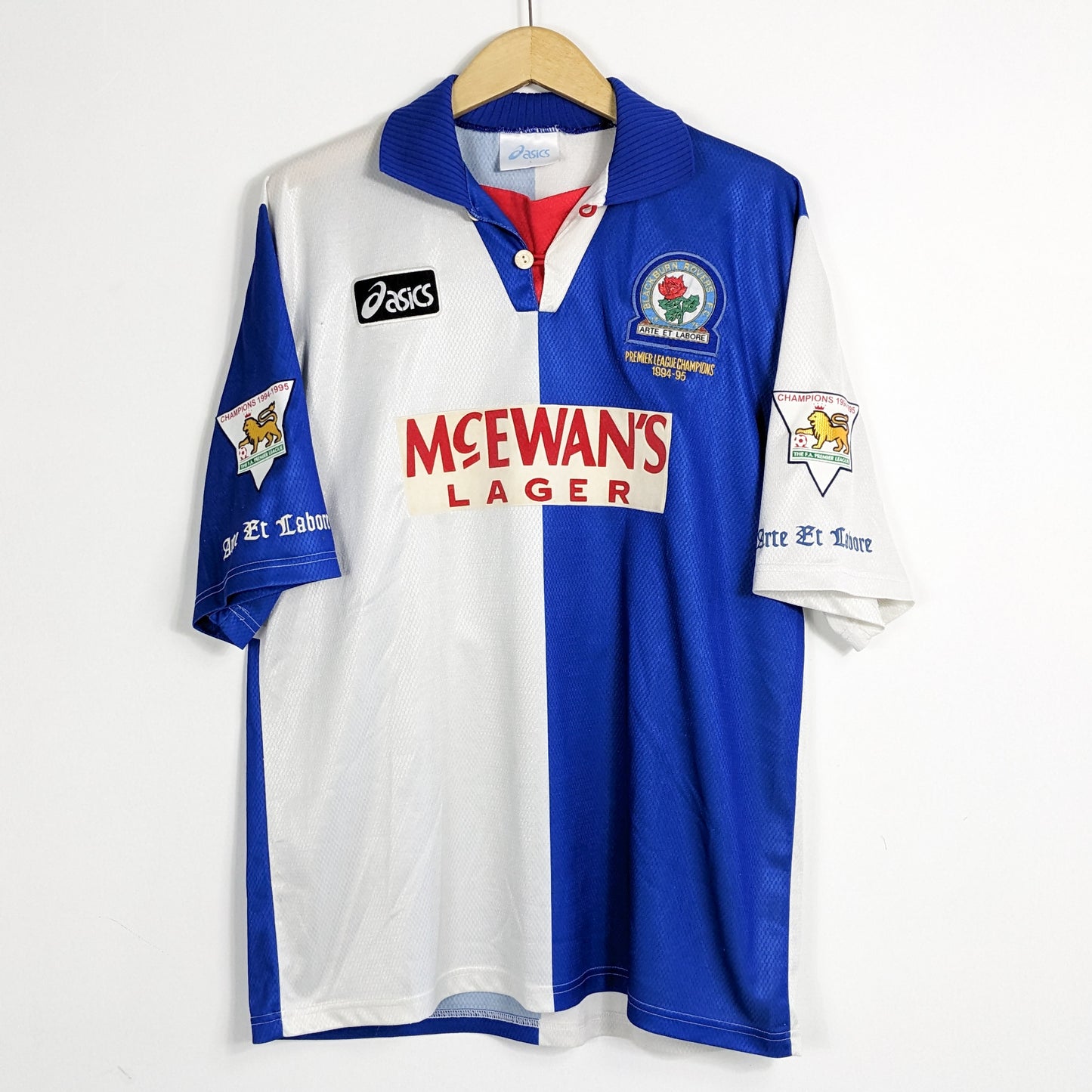 Authentic Blackburn Rovers 1994/1995 Home - Shearer #9 Size L