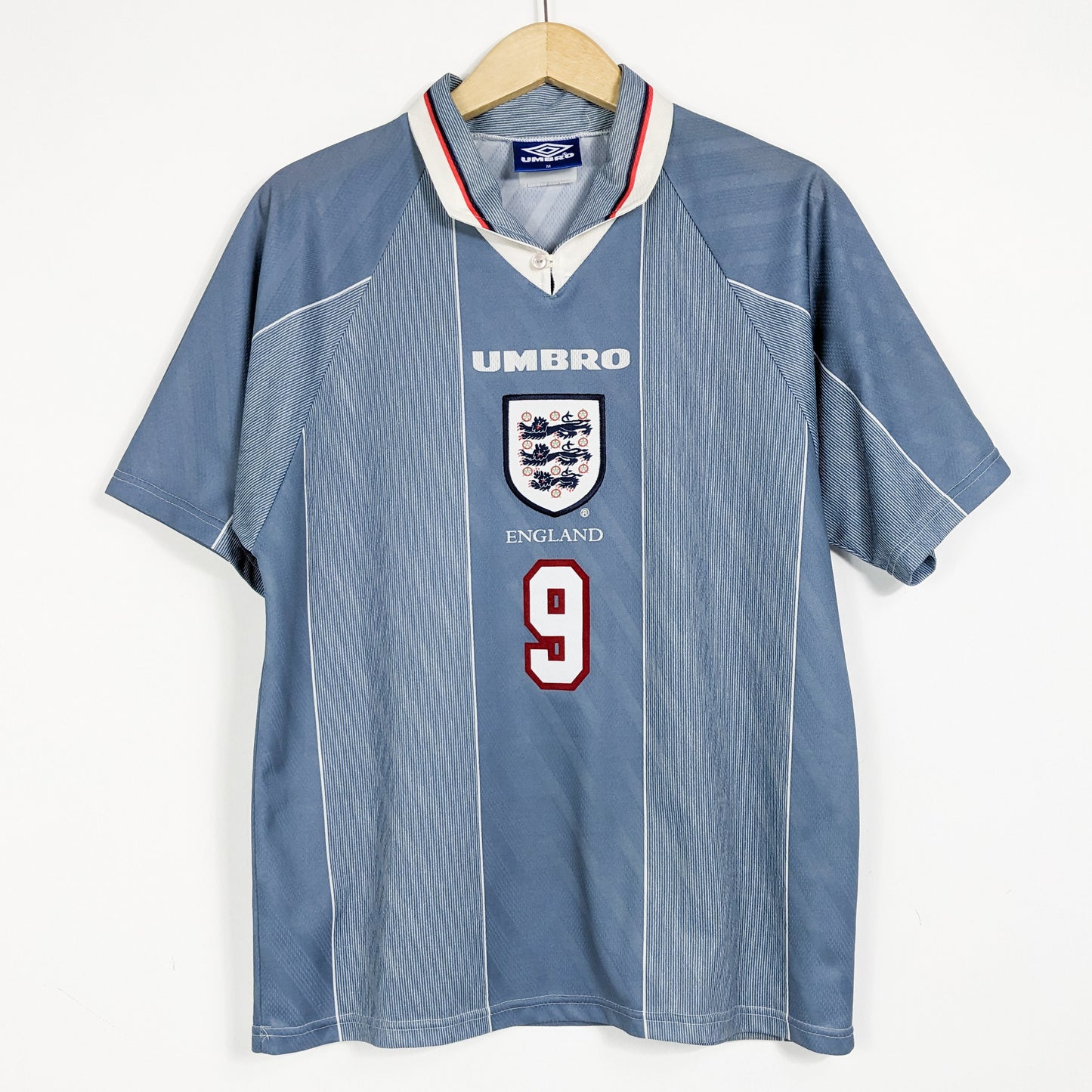 Authentic England 1996 Away - Shearer #9 Size M