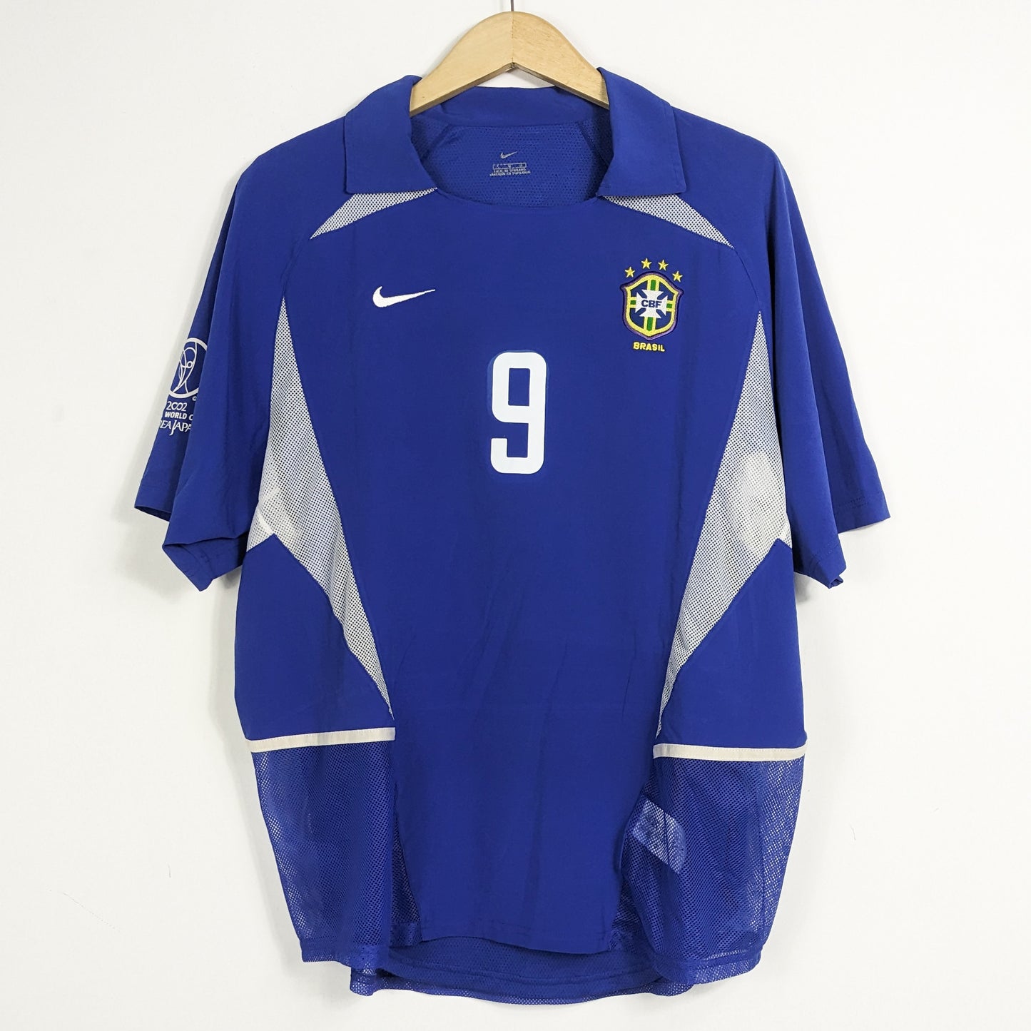 Authentic Brazil 2002 Away - Ronaldo #10 Size L (World Cup) (Player Issue) (With shorts)