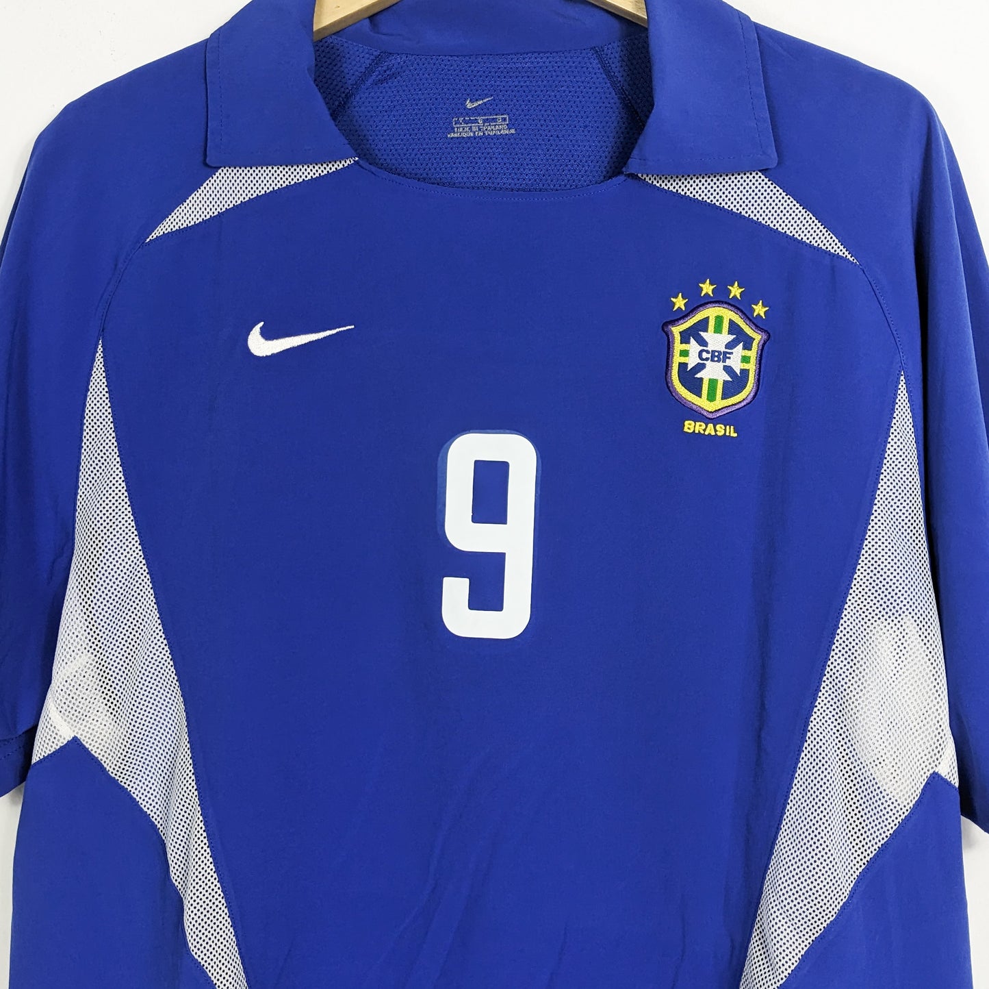 Authentic Brazil 2002 Away - Ronaldo #10 Size L (World Cup) (Player Issue) (With shorts)