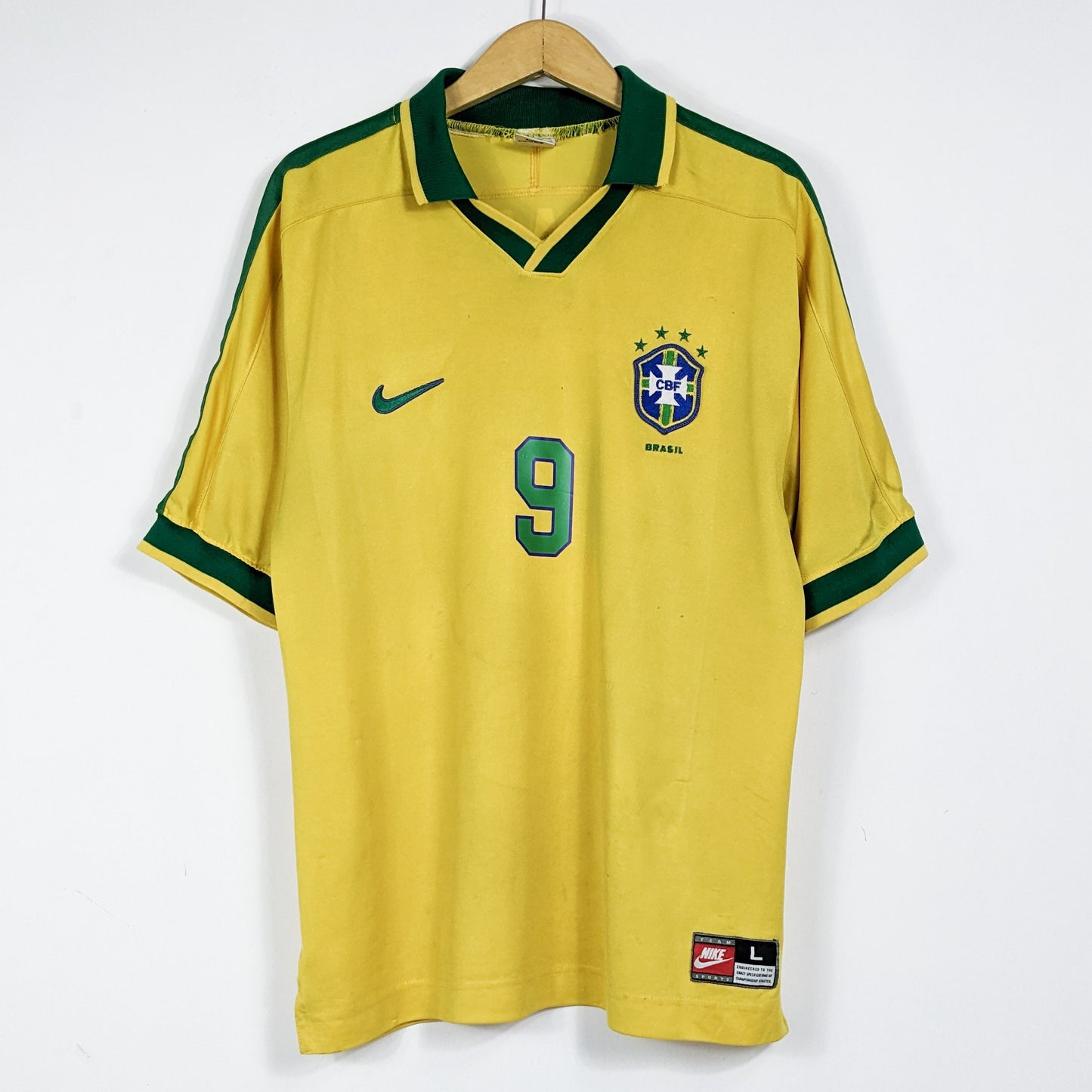 Authentic Brazil 1997-98 Home - Ronaldo #9 Size L