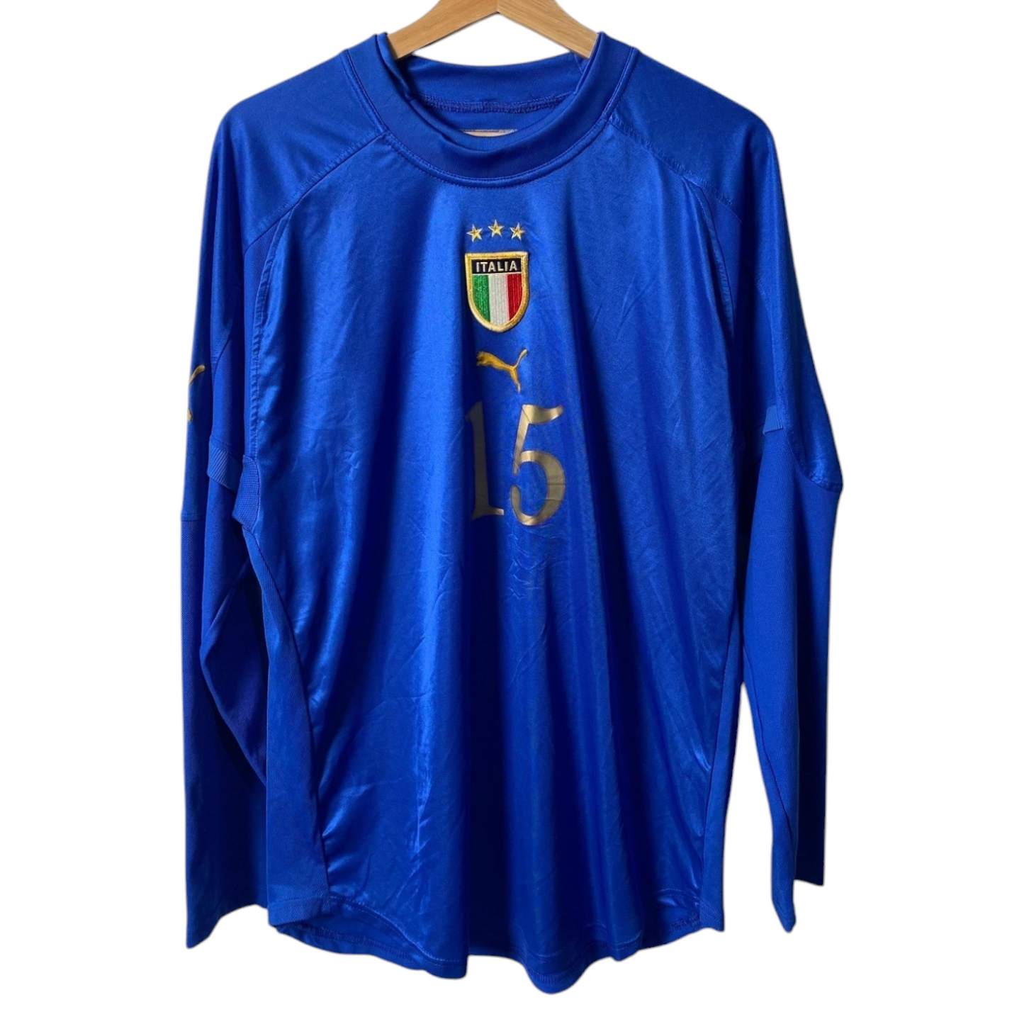 Authentic Italy 2004/06 Home  - G. Favalli #15 Size XL (Match Issue) (Long Sleeve)