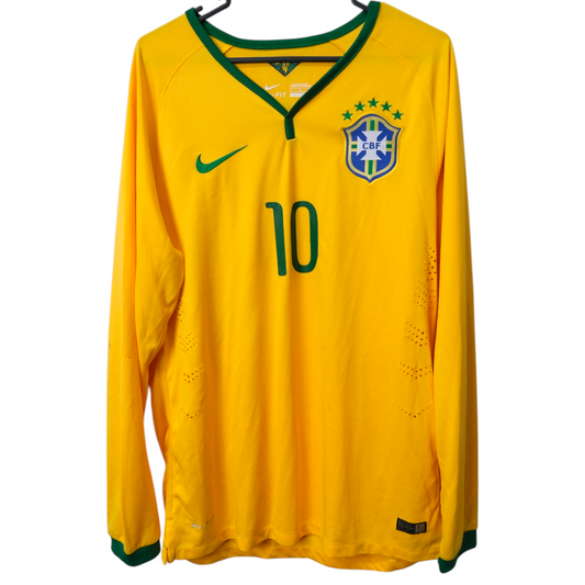 Original Brazil 2014 Home - Neymar #10 Size L fit M (Player Issue) (Long sleeve)