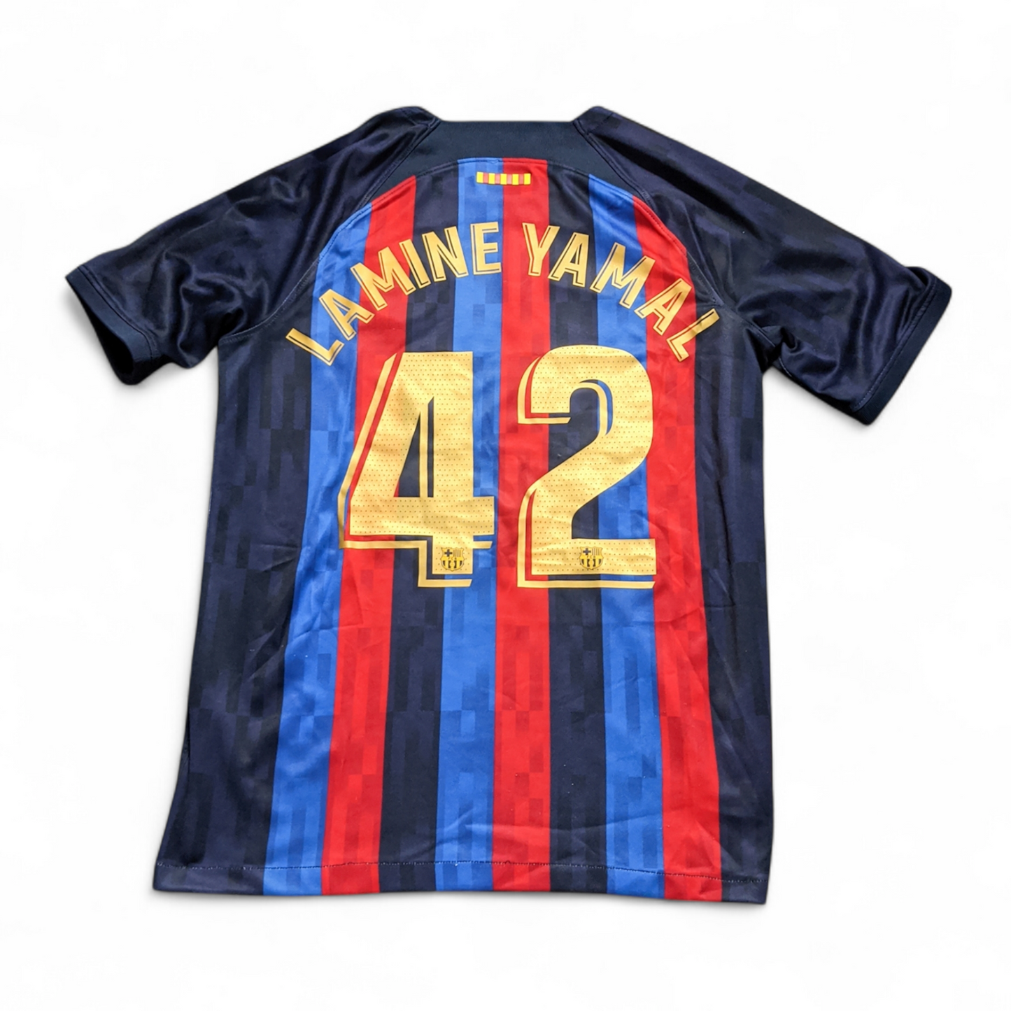 Original Barcelona 2022/23 Drake Edition Home - Lamine Yamal #42 Size XL Boys (10-12 Years)